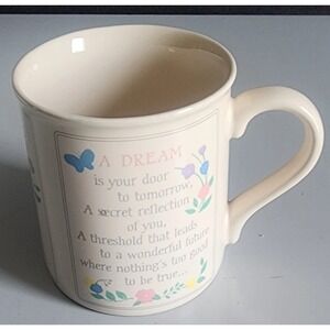 1985 Vintage Hallmark Coffee Mug Made In Taiwan A dream Is Your Door To Tomorrow